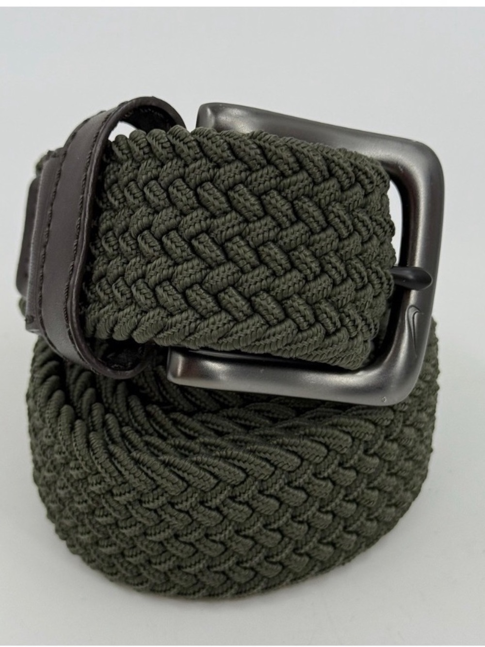 Nike G-Flex Men's Braided Stretch Belt in Olive Green with Matte Buckle